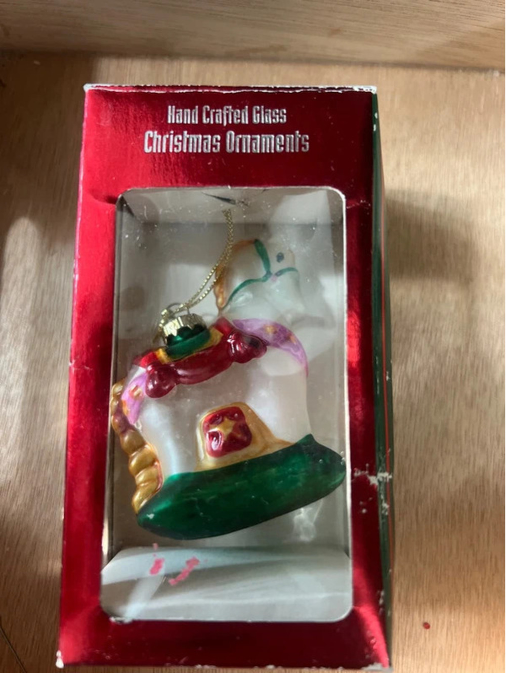 Christmas House Rocking Horse Glass Ornament
